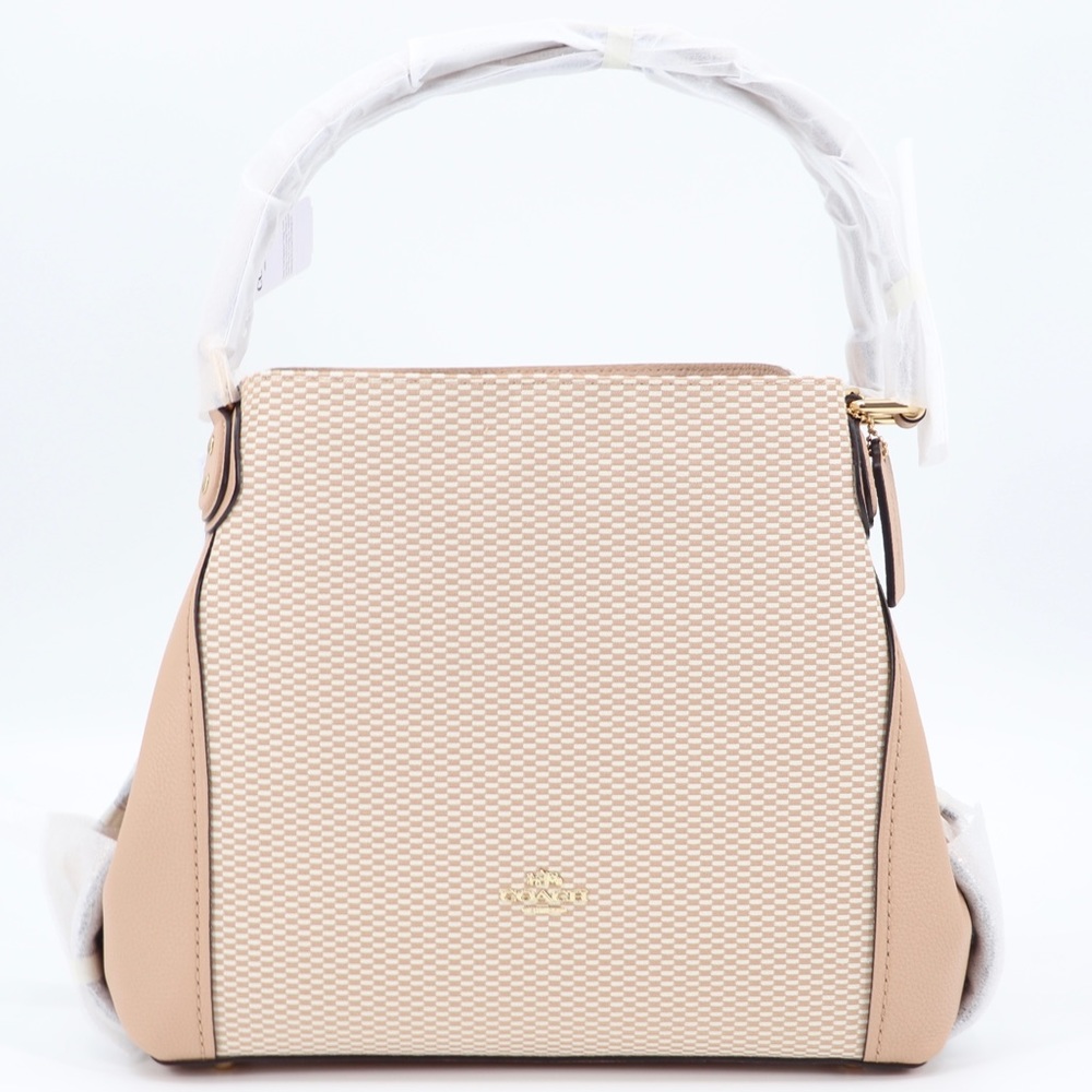 New Coach Edie 31 Jacquard and Leather Shoulder Bag Beechwood - Picture 2 of 13